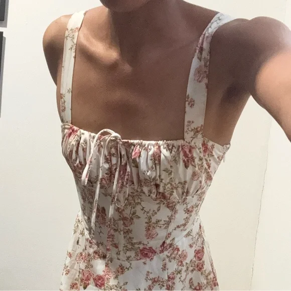 Commense Brown Ruched Slit Sundress - Picture 2 of 6